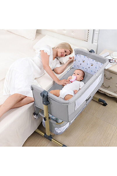 TEKNUM Sunshine Bedside Crib - Light Grey