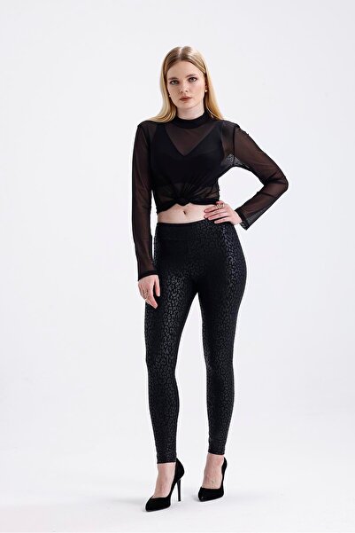 Miss Murem Devore Deri Tayt-SİYAH