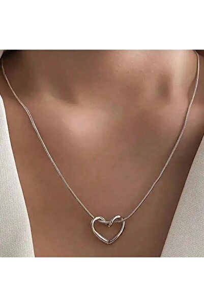 Generic Brand 316L Stainless 1St Class Steel Heart Knot Silver Color Necklace