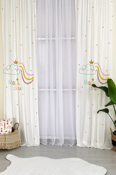 Lolla Magic Cloud 167 Model White Patterned Background Curtain