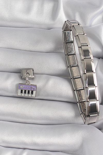 Celira Steel Silver Color Dangle Purple Piano Figure Nomination
