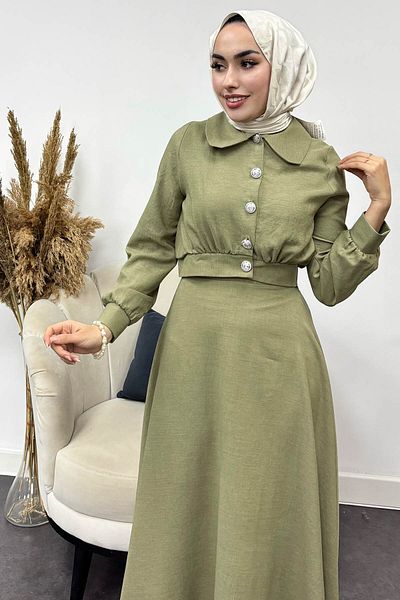 Tesettür Diyarı Women's Nadide Sofia Linen Skirt Suit