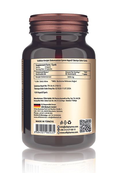 Validus 3000 Mg Glucomannan 120 Caps