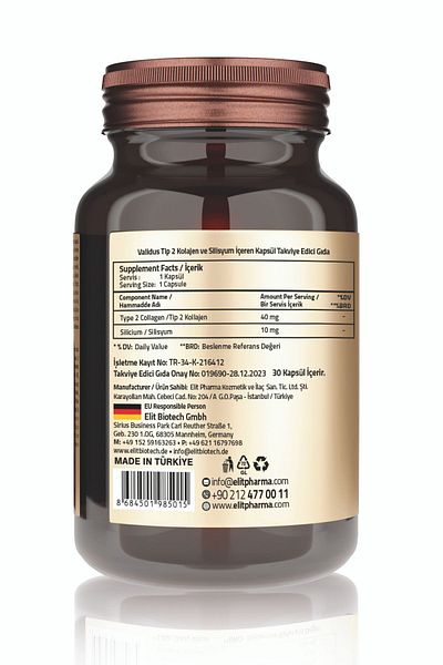 Validus Type 2 Collagen 40 Mg (Uc2 Patented) Silicium 10 Mg (Orgono Powdwer Patented) 30 Capsules