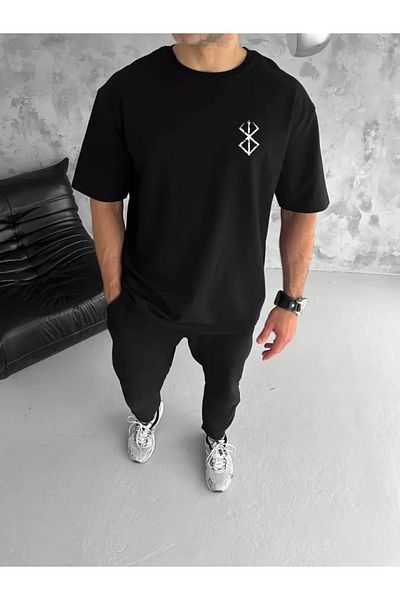 JANES Μπλουζάκι Unisex Crew Neck Printed Oversize - Μαύρο