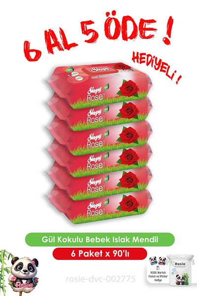 Sleepy Rose Kuşanmaz Baby Wet Towel 90 Pack 6 Buy 5 Pay with Rosie