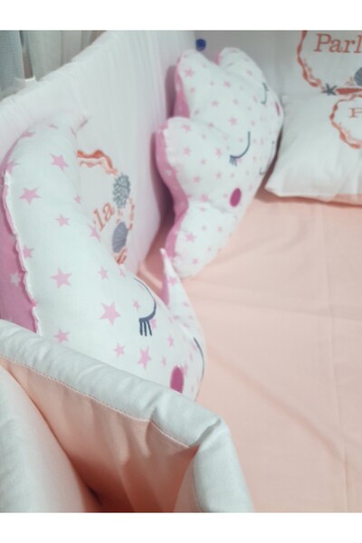 Baby Clime 70x110 İsimli Bebek Uyku Seti 18 Parça Deniz Kabuğu Nakışlı Lüks C...