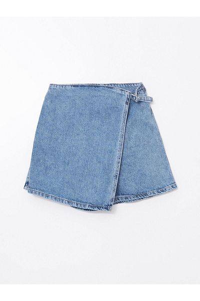 LC Waikiki Fustă cu pantaloni scurți de jeans pentru fete LCW Kids cu talie elastică