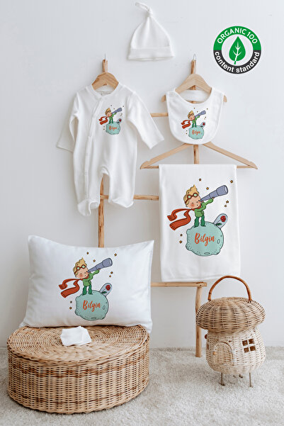 Lilabio %100 Organik Isme Özel Isimli 6lı Hastane Çıkışı Tulum Set Küçük Prens