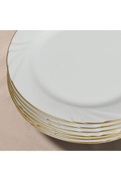 Güral Porselen Güral Porcelain Soprano - 6 Pieces 20 cm Cake Plates, Matte Gold
