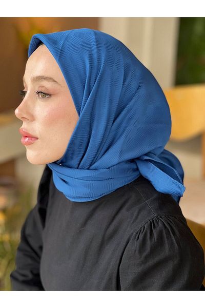 Modakaşmir Silky Jacquard Series Checker Line Pattern Scarf
