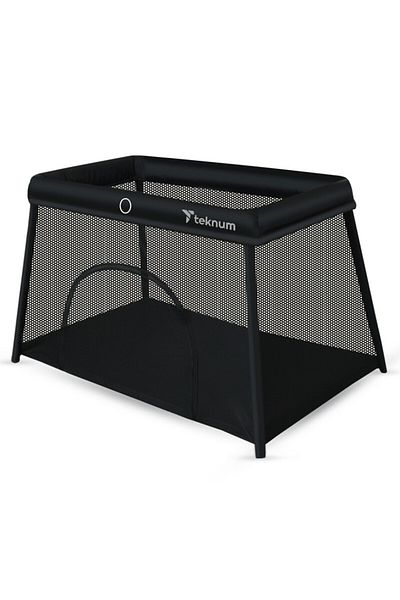 TEKNUM Portable Quick fold Playard & Cot with Zipper Door & Carry Bag - Midnight Black
