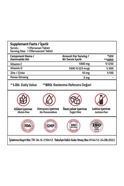 Validus Daily Force Vitamin C Panax Ginseng Zinc Vitamin D3 15 Effervescent Tablets 12 Stands