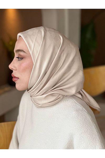 Modakaşmir Silky Jacquard Series Checker Line Pattern Scarf