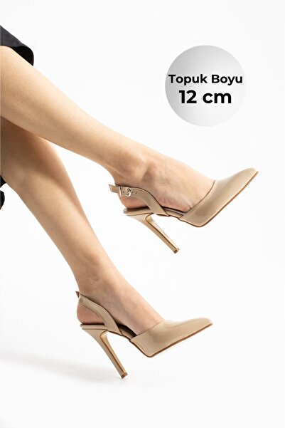 Karınca 21-60 12 cm Kadın Stiletto Arkası Açık Topuğu Bantlı Yüksek İnce Topuklu Ayakkabı