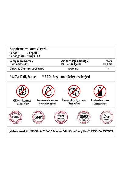 Validus Burdock Root 1000 Mg 60 Capsules