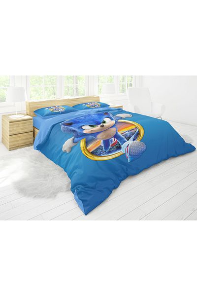 Erays Home Комплект завивки за двойни момчета с 3D дигитален печат Sonic Комплект завивки за двойни момчета Sonic Youth