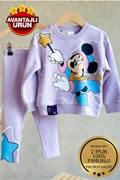 Skygo Set de jambiere de trening pentru fete sezoniere din bumbac organic Mickey