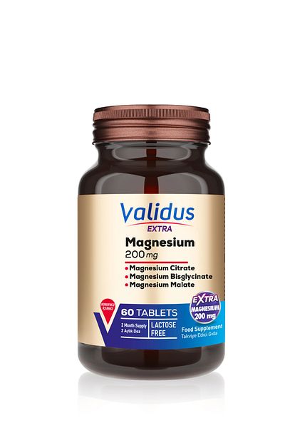 Validus Magnesium Complex Bisglycinate Citrate Malat 200 Mg 60 Tablets