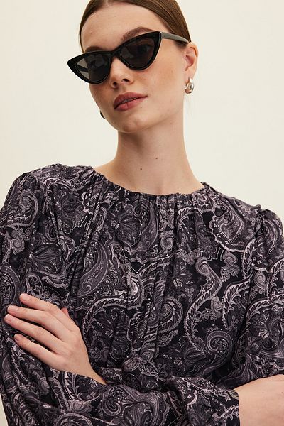 Manuka Rochie din viscoza cu model vintage - inchisa