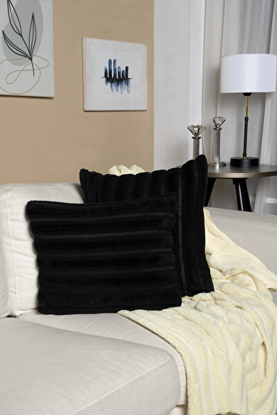 Vannes Home غطاء وسادة مزخرف مزدوج الجوانب بنمط مخطط مكون من قطعتين