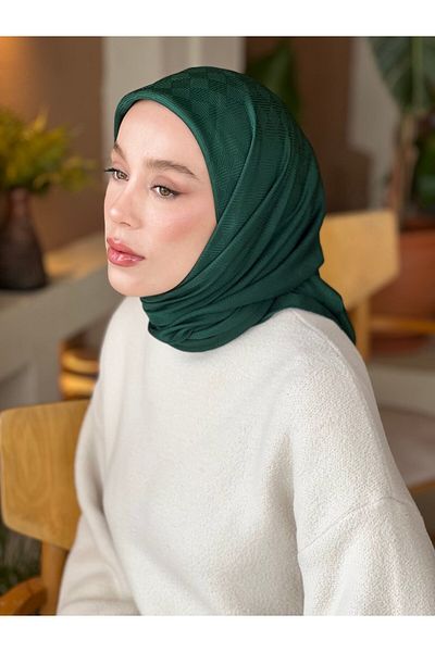 Modakaşmir Eșarfă cu model de linie de șah din seria Jacquard mătăsoasă