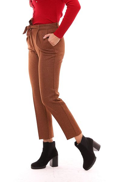 Sense Waist Belted Ankle Pants| Pnt19022 Brick
