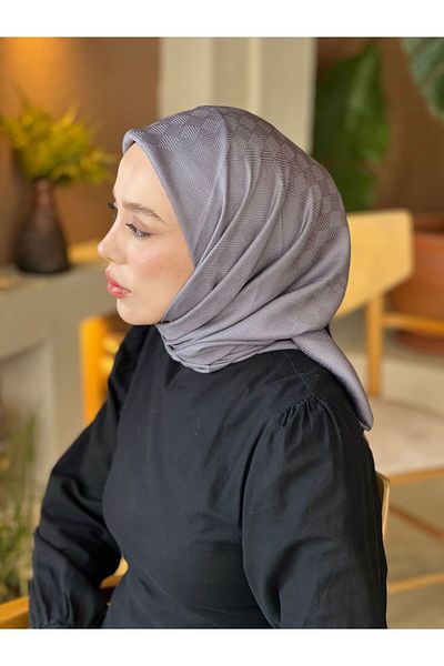 Modakaşmir Silky Jacquard Series Checker Line Pattern Scarf