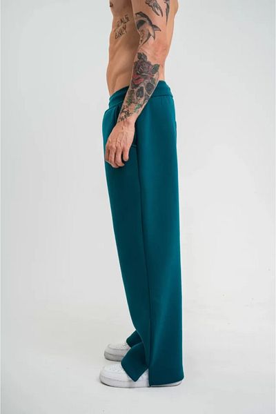 Ebedi Unisex Pipe Leg Baggy Sweatpants Trousers - Dark Sea Green
