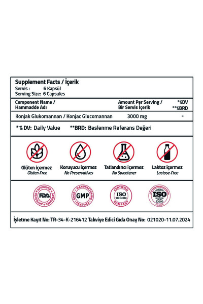 Validus Glucomannan 3000 Mg 120 Capsules