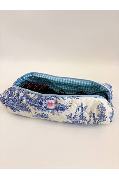 girlsybags Dyson Uyumlu Tüm Parçalar Için Çanta Düzleştirici Saç Maşası Çantası Büyük Makyaj Çanta Mavi