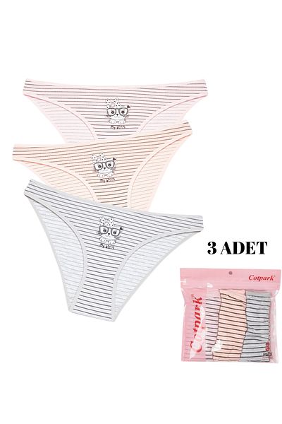 Cotpark Chiloți bikini de bază din bumbac pentru femei, pachet de 3 4114