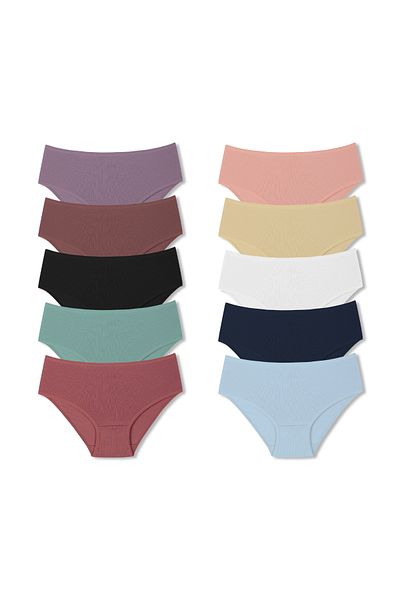 HNX 10 Pcs Cotton Wicking High Waist Plus Size Women's Panties