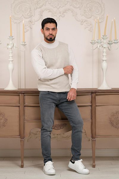 Woolen World Ανδρικό πλεκτό πουλόβερ με μοτίβο μαλλί