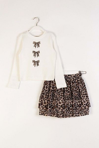 wakawakakidsstore Leopard Printed Chiffon Skirt Girls' Skirt Suit
