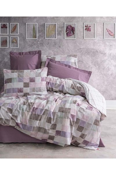 Cotton Box Ranforce Double Duvet Cover Set - Elastic, Maro Dusty Rose
