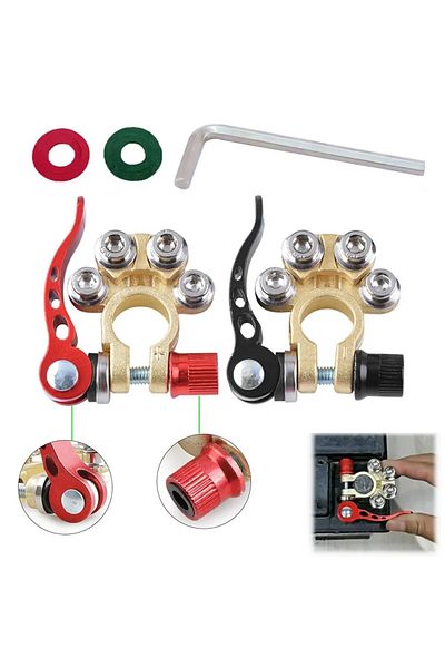 Choice Black Red 2PCS Quick-Disassembly Zinc Alloy Battery Head Battery Stake Head Terminals Thickened Head