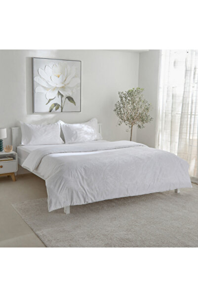 Home Box Opulent Luxe 3-Piece Cotton Jacquard Khadi Print Queen King Duvet Co...