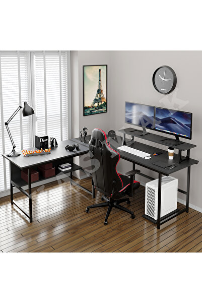 METMOBSAN L Tipi Bilgisayar ve Çalışma masası Ofis Masası (dıştan 180x180 cm ...