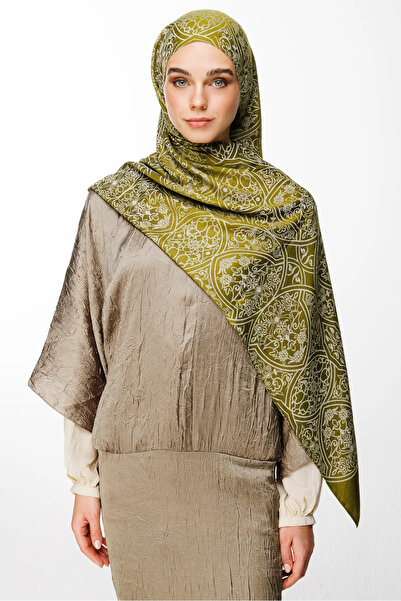 Mooncorn Morocco Pattern Double Sided Shawl Oil Green-Ecru