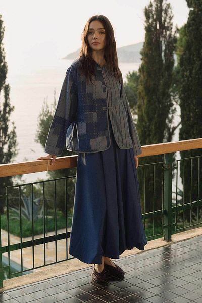 Hooopstore Μπλε μπουφάν με μοτίβο τζιν