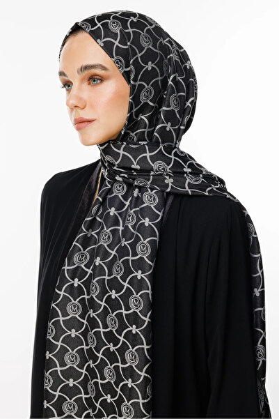 Mooncorn Şal cu două feţe cu model Marrakech negru-negru