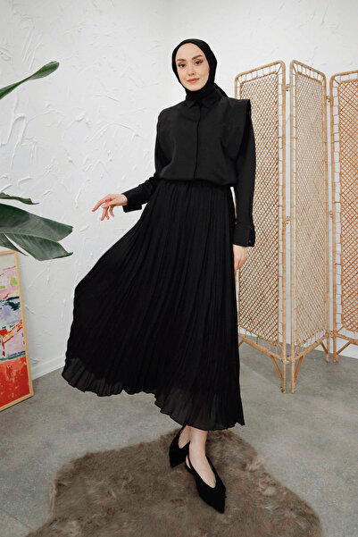 Poll Prive Μαύρη φούστα σιφόν στρώσεων