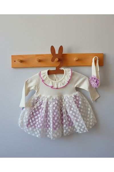 TinyAlp Eid Tutu Tutu Punatiye Detailed Baby Collar Bandana Baby Girl Dress