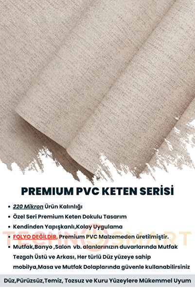 TechnoSmart Kendinden Yapışkanlı Dokulu Keten Görünümlü Duvar Kağıdı Mutfak Dolap Kaplama