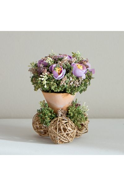 Home Box Caven Ranunculus Arrangement in Brunch Ball Planter 10x10x15 cm