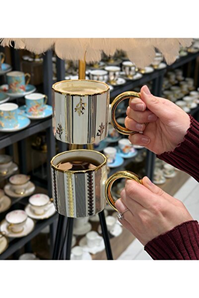 ACAR Set of 2 Porcelain Mugs - Cherra Gold