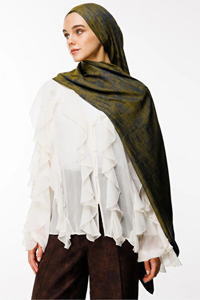 Mooncorn Σάλι διπλής όψης με μοτίβο Sahara Navy Blue-Oil Green