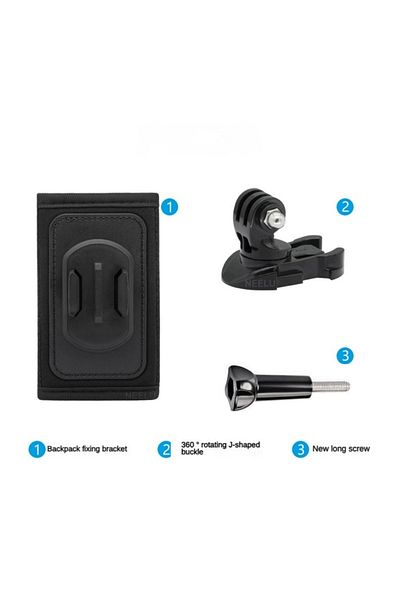NEELU Black Color Backpack Strap With 360° Rotate Buckle J-hook Quick Release Shoulder Mount For Gopro Her