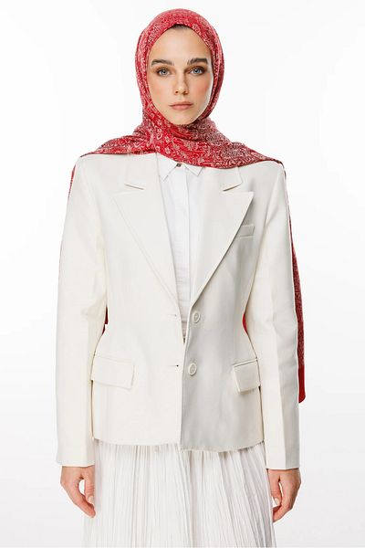 Mooncorn Σάλι διπλής όψης με μοτίβο χέννας Claret Red-Mint Green
